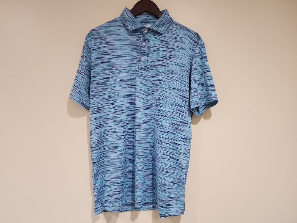 TailorByrd Polo Shirt Mens Large Blue Space Dye Quick Dry Moisture Wicking Golf